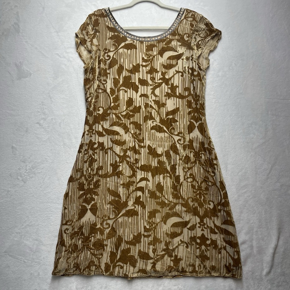 Sundance Champagne Vineyard Velvet Dress Womens 8 Silk Blend Burnout‎ Floral